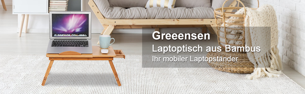 Laptop table, side table, notebook table, bamboo bed table