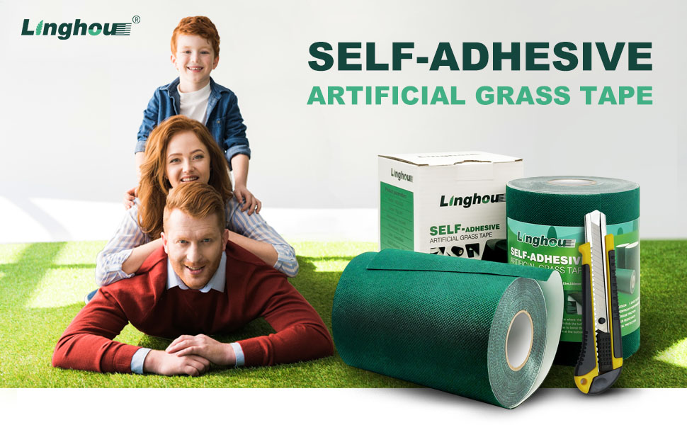 Linghou Artificial Grass Tape, 6" X 33' Turf Seam Tape for