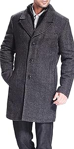 ジャケット・アウター HLT Herringbone Wool-Blend Classic Coat Vince Balmacaan Classic-Fit Herringbone Wool-Blend Top Coat