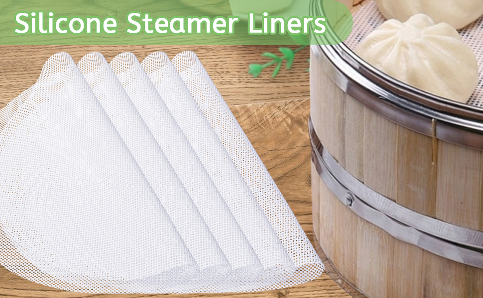 Coitak 10 inch 5PCS Non stick Silicone Steamer Liners, Mesh