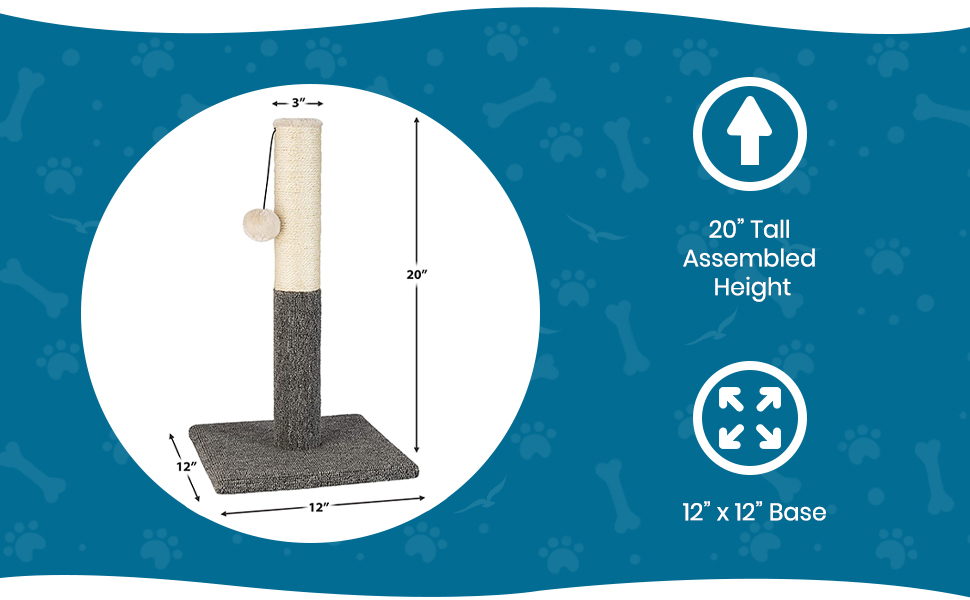 PAWBEE Cat Scratching Post 20" Cat Scratcher Pole Sturdy Cat