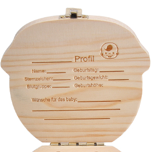 LATTCURE Zahnbox Holz Milchzähne Box