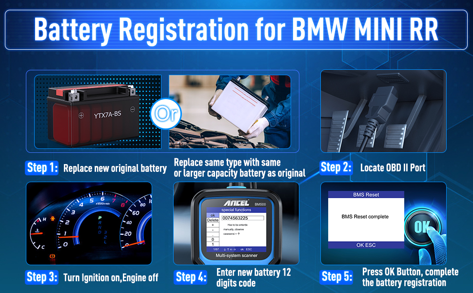 ANCEL BM500 All System OBD2 Scanner for BMW Mini, Car