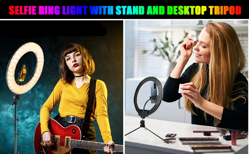 Selfie Ring Light with Tripod Stand & Cell Phone Holder