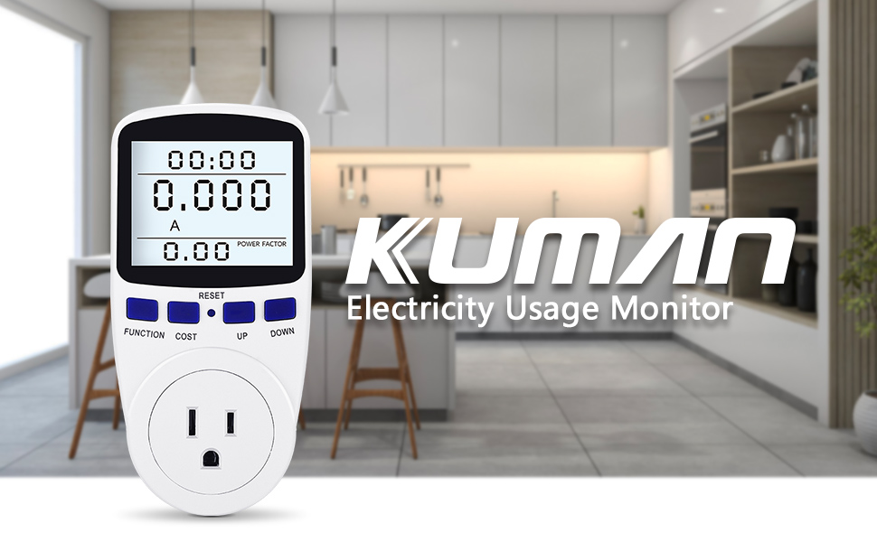 Kuman Electricity Usage Monitor Plug Power Meter Energy Watt Voltage