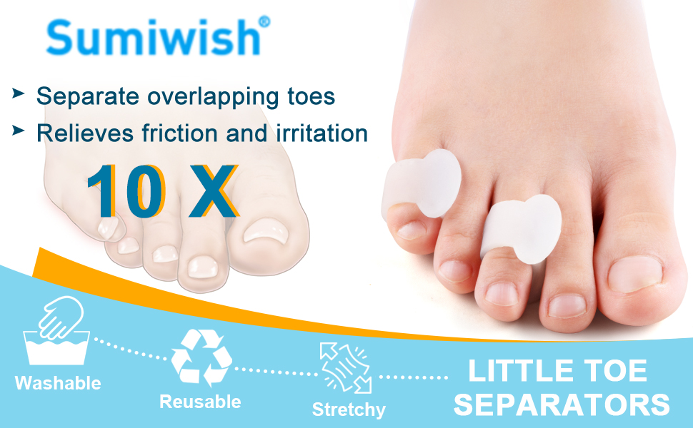 Sumiwish 10 Pack Little Toe Separators, Silicone Toe Spacers for