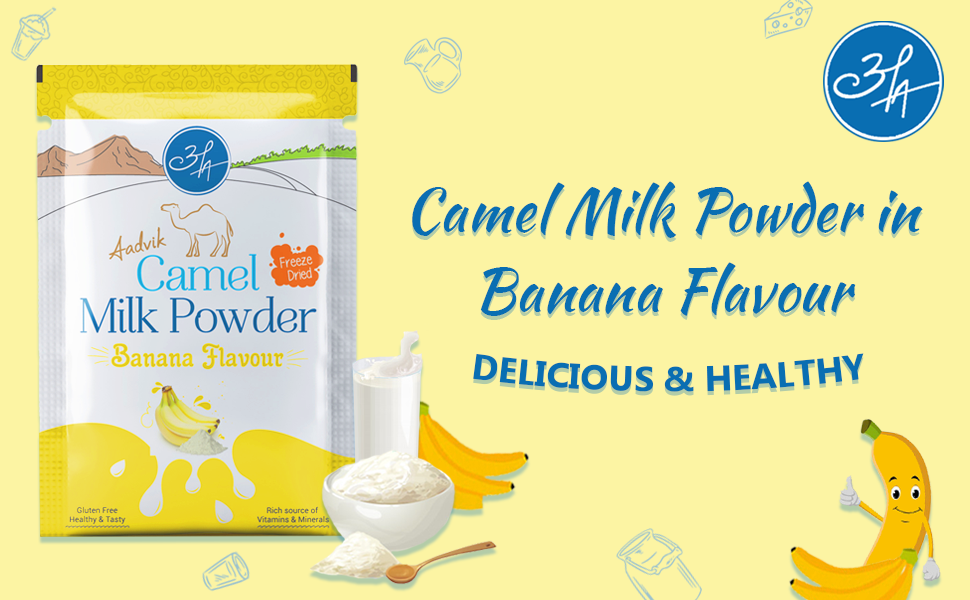 Aadvik Camel Milk Powder Freeze Dried Banana Flavor Pack of 30g x