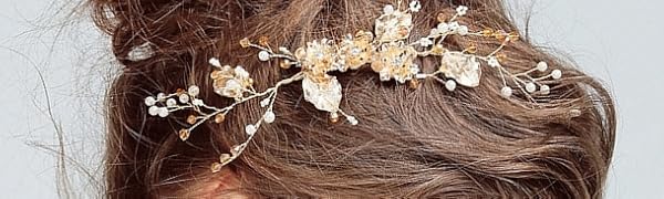 Amazon Co Jp 髪飾り ゴールド パール 花 結婚式 ヘアアクセサリー コーム ヘッドドレス ブライダル ウェディング 花嫁 ジュエリー パーティー 披露宴 成人式 手作り フラワーガール Sp0919 1 ファッション