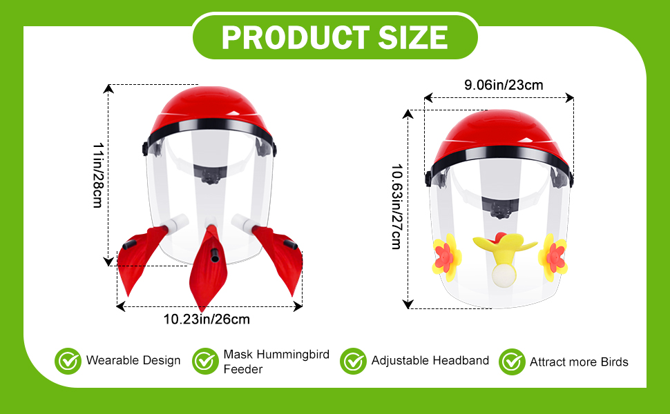 Gralara Wearable Hummingbird Feeder Hat, Portable, Head Mounted Bird Feeder, Mask