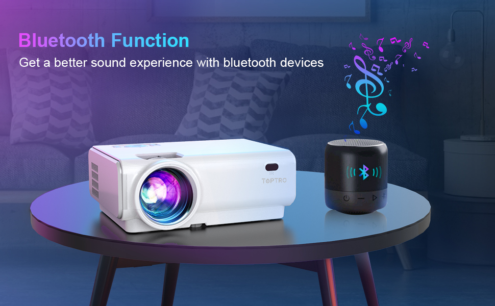 TOPTRO Mini Projector 1080P Full HD Bluetooth Projector with WIFI 9000