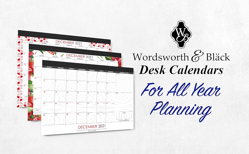 Wordsworth & Black 2021 Monthly Desk/Wall Calendar