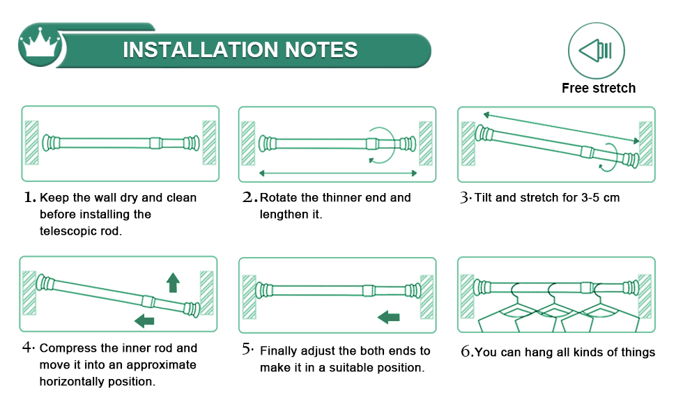 QILERR Short Tension Curtain Rods 16 to 28 Inches,Heavy Duty Spring