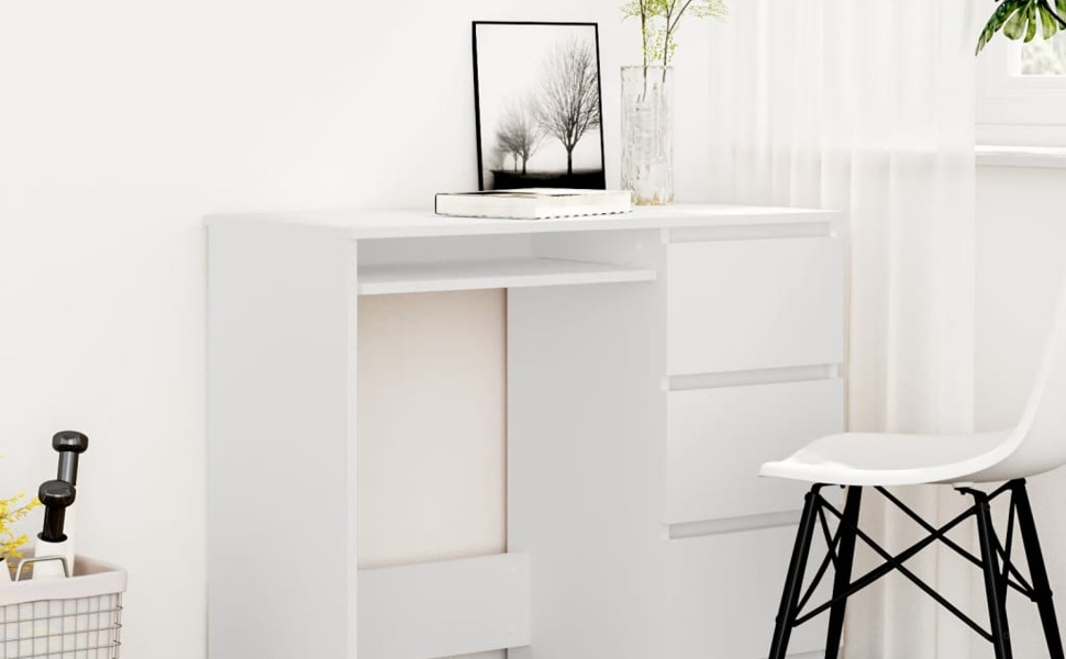 Amazon.co.jp: vidaXL デスク ホワイト 90x45x76cm