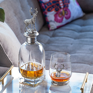 crystal glass liquor decanter with stopper and rock glasses gift set for men, bourbon decanter set