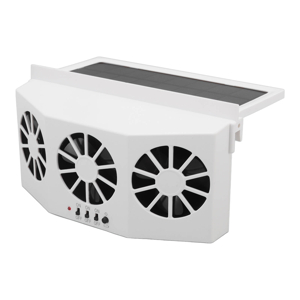Luqeeg 3 Fans Solar Powered Car Cooler, Large Wide Angle, Portable Car Exhaust Ventilation Fan, Deodorant and Energy Saving, with Solar Location Outside The Window, White 29 3114220061411-3