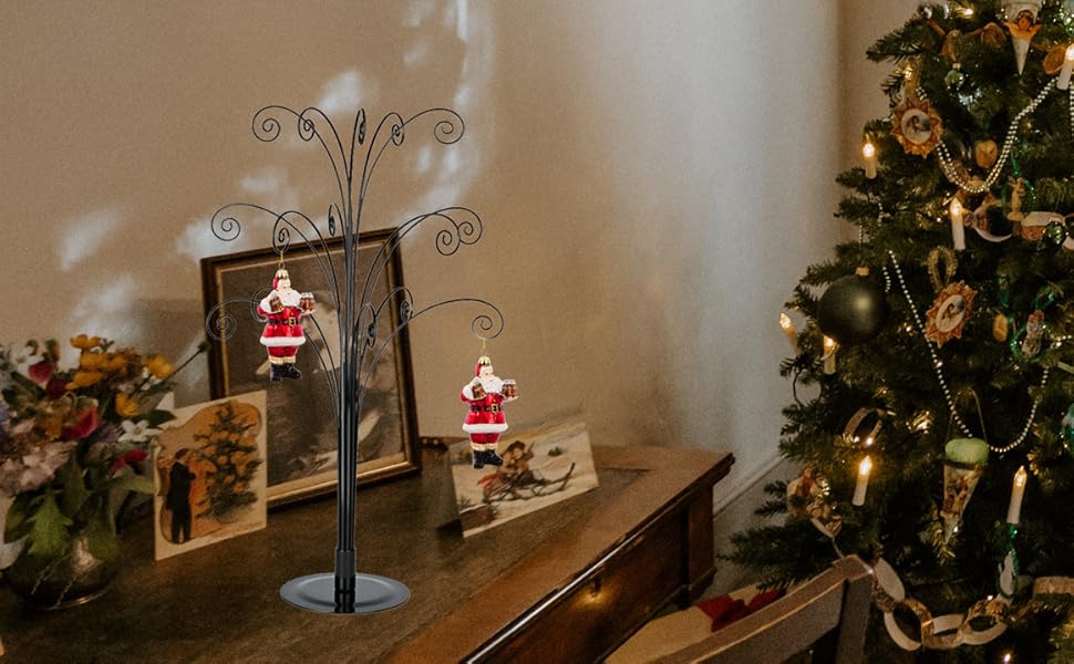 HOHIYA Ornament Display Tree Stand Metal Christmas Rotating