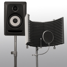 AxcessAbles SF-101KIT-VB Vented Recording Studio Microphone Shield with Stand (Black)