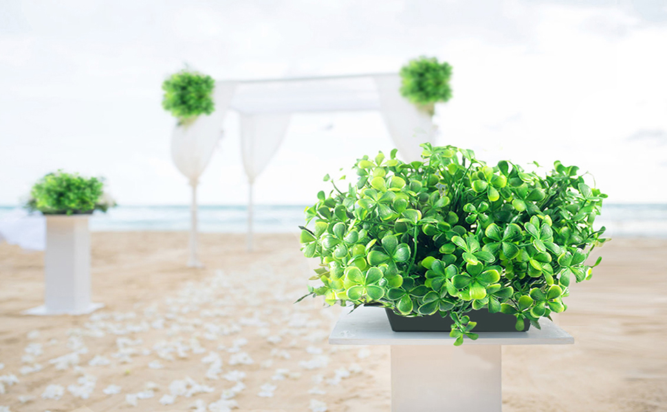 JUSTDOLIFE 3 Bundles of Artificial Plant DIY Four Leaf