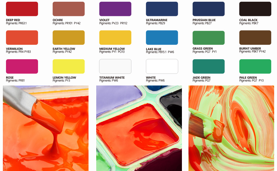 Arrtx HIMI Gouache Pintura Kit, 18 colores/30ml diseño de taza de