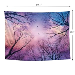 Forest Sunset Tapestry Colorful Nature Landscape Tapestry Bohemian Hippie Forest Tree Tapestry