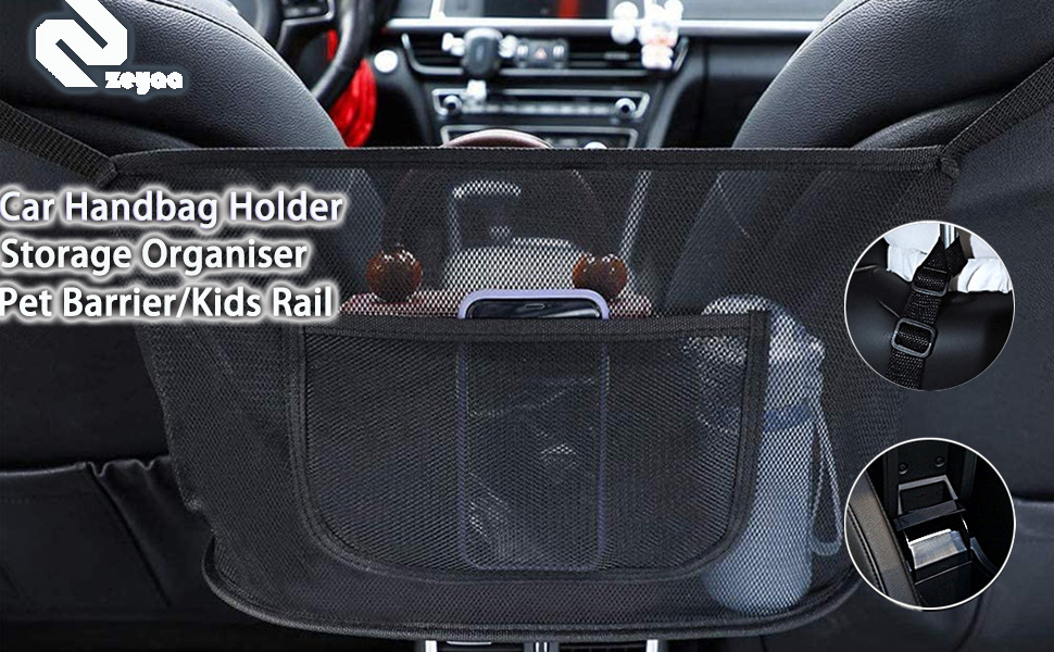 Upgraded Car Seat Bag Holder, Car Seat Storage Organiser Net Pocket