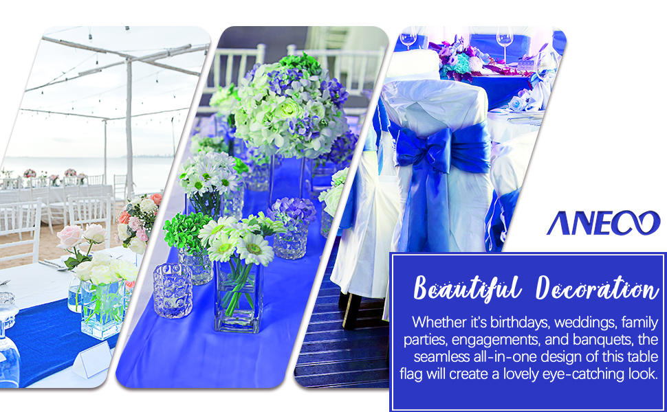 ANECO 4 Pack Satin Table Runner 12 x 108 Inch Long Bright