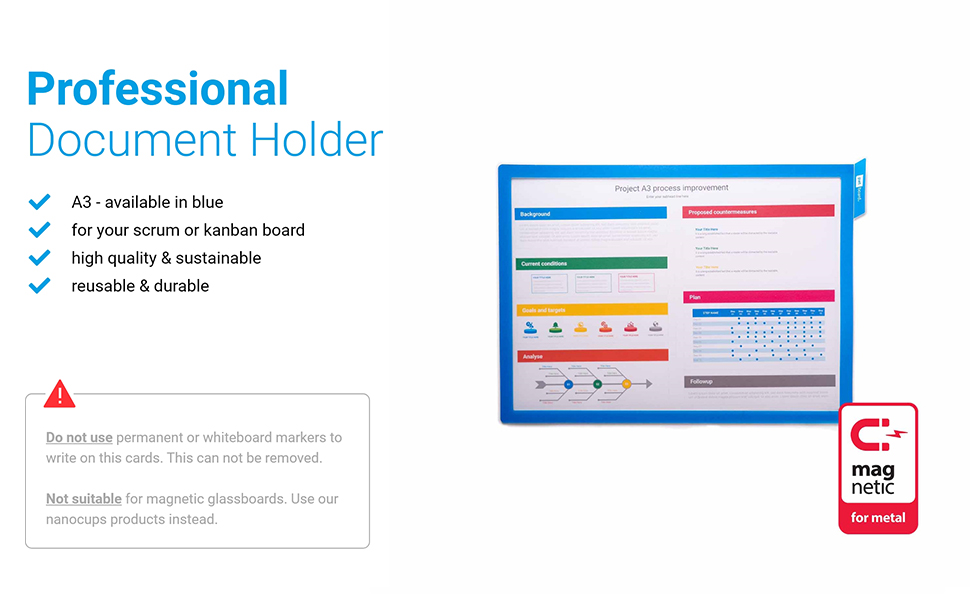 PATboard Scrum Board and Kanban Board Document Holder A3