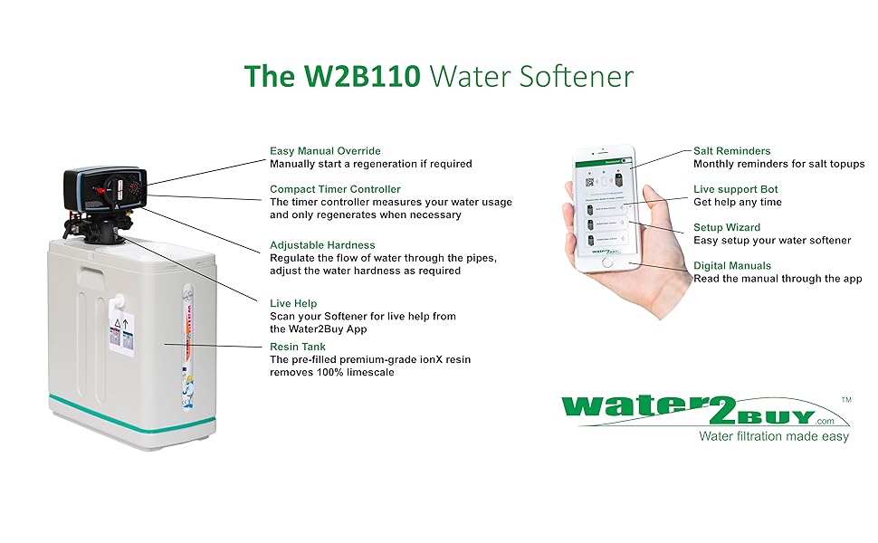 Water2Buy W2B110 Water Softener Timer Control Softener for 14 People 100 Limescale Removed