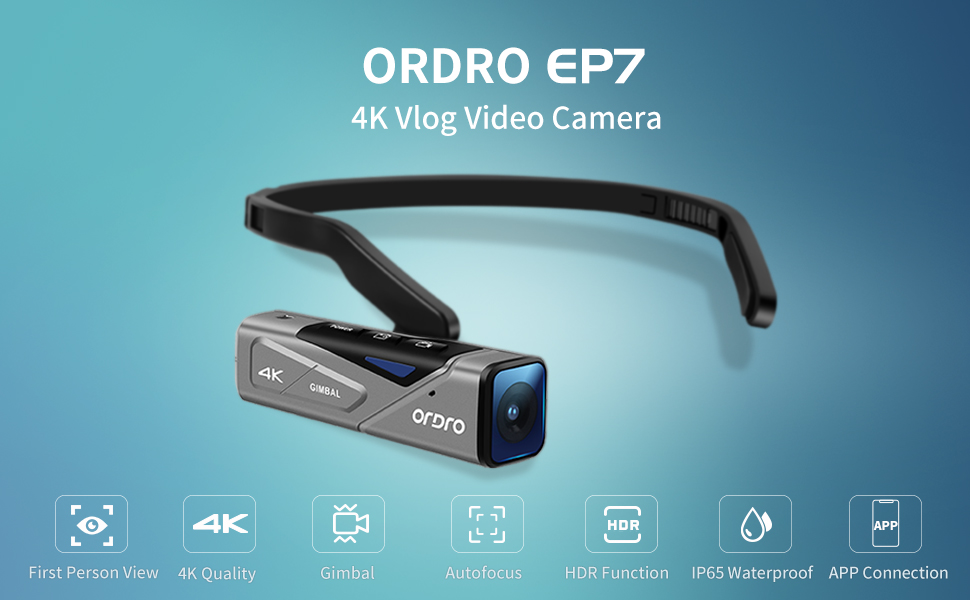 Ordro EP7 4K Camcorder 60FPS YouTube Vlogging Camera， Hands-Free Head ...