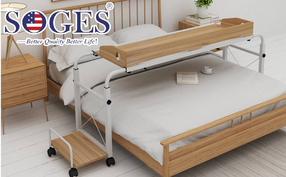 soges Mobile Overbed Table Laptop Cart Hospitable Bed Table Computer