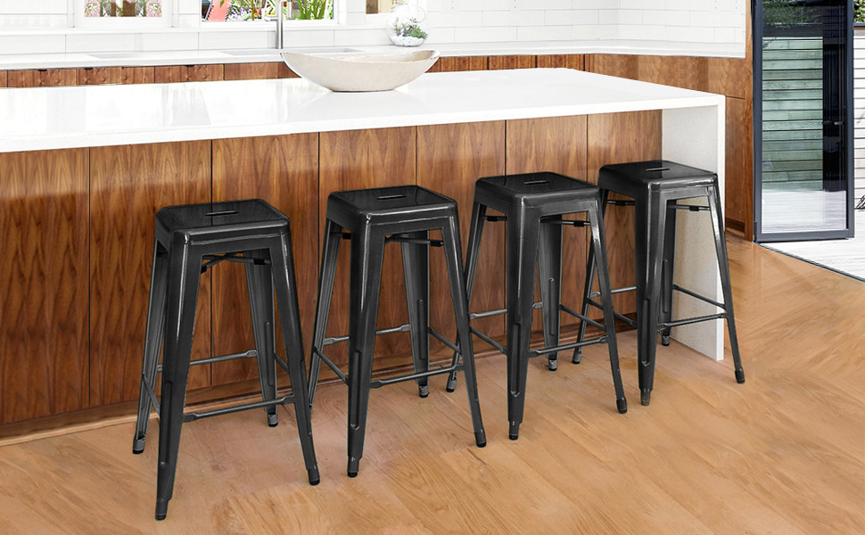 Topeakmart 30inch High Metal Bar Stools Backless Indoor