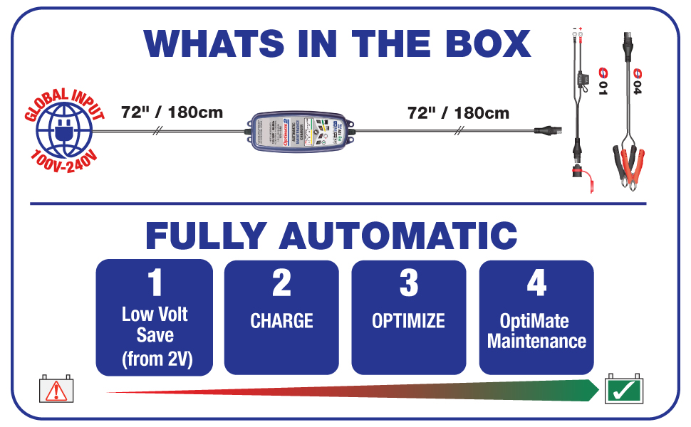 OptiMATE 2 Global, TM421, 4step 12V 0.8A Battery chargermaintainer