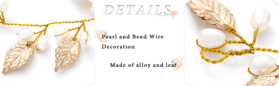 Unicra Wedding Leaf Hair Vine Bridal Pearl Headpiece Headbands Hair Accessories for Brides