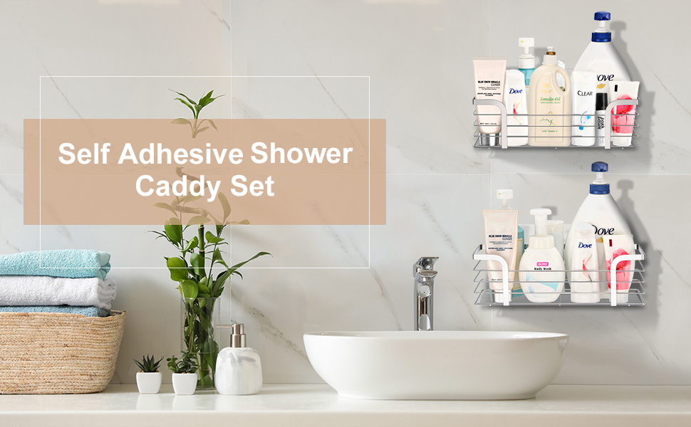 MaidMAX Shower Caddy Set, Adhesive Shower Caddy Organizer