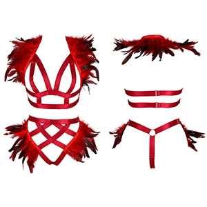  Harness Bra Set +Wine Red