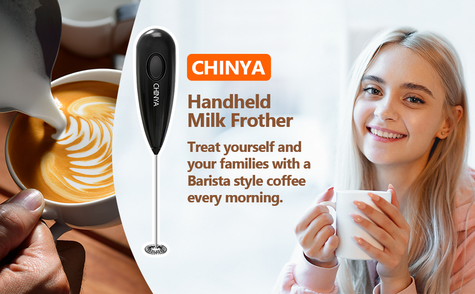 CHINYA Milk Frother Handheld Battery Operated Electric Foam Maker for