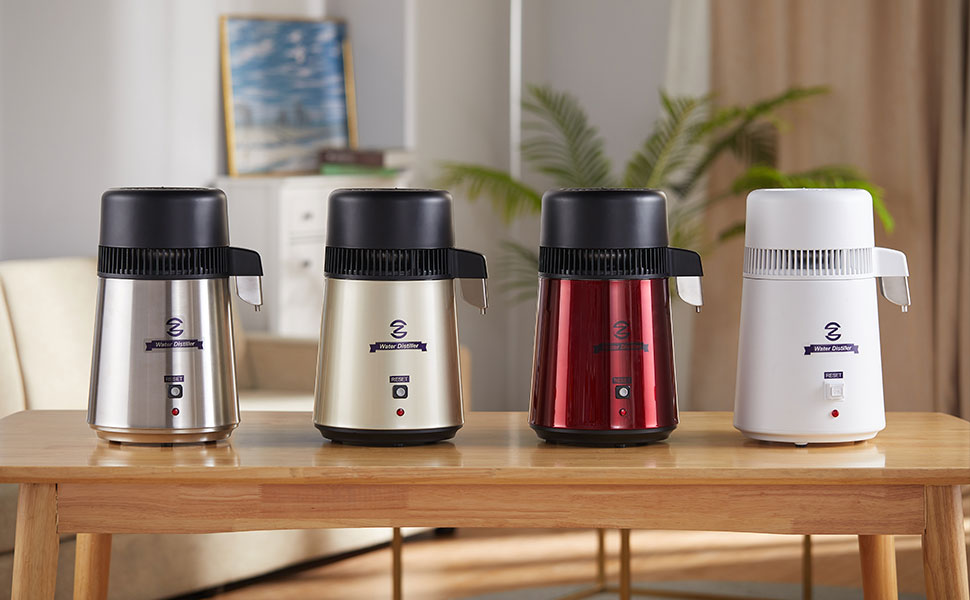 COZ Water Distiller, Stainless Steel Distilling Pure Water Machine for Home Countertop Table