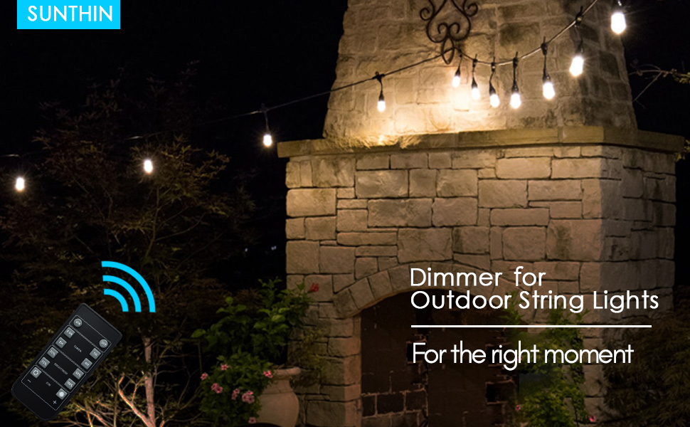 SUNTHIN 360 Watts Outdoor String Lights Dimmer Wireless Remote Control