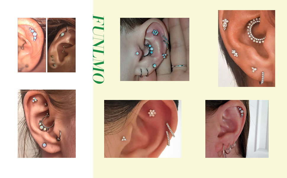 FUNLMO G23 Titanium Labret Studs 16G Lip Piercing