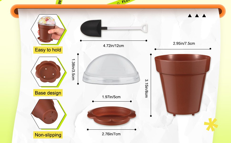 100 Pack Flowerpot Dessert Cup Plastic Cake Cups with Lid