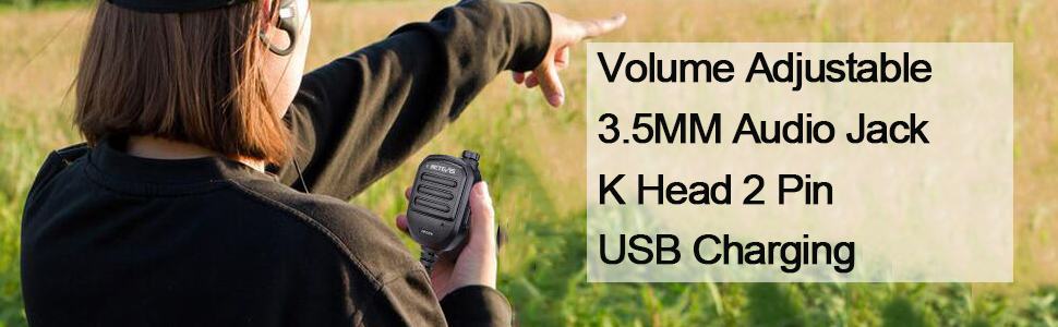 Retevis HK008 Shoulder Speaker Mic, Volume Adjustable Walkie Talkie Mic Compatible RT68 RT85 RT81 RT86 RT19 H-777S RB26 RB28 RB29 RB89 RA89 Baofeng UV-5R BF-F8hp 5RM Walkie Talkie(1 Pack) 11 two way radio mic
