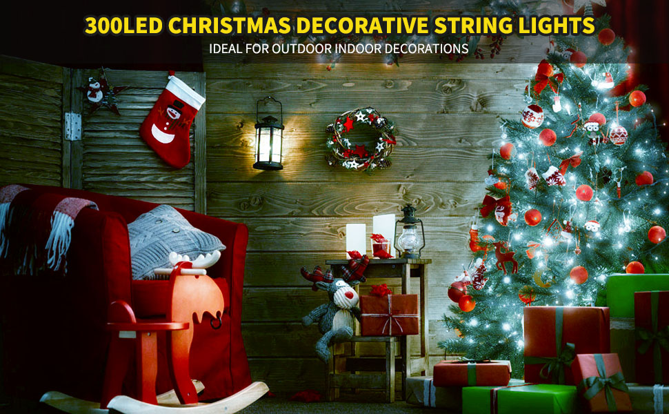 Tcamp 105FT 300 LED Christmas Lights Outdoor Indoor String Lights, 8