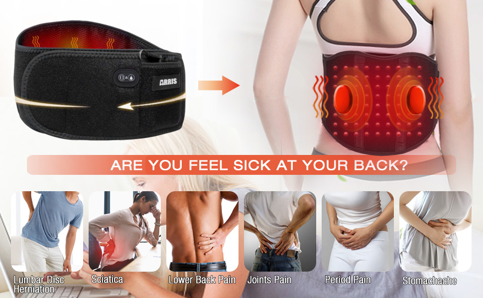 ARRIS Heated Back Massage Wrap, Electric Heating Waist Belt W/Vibration