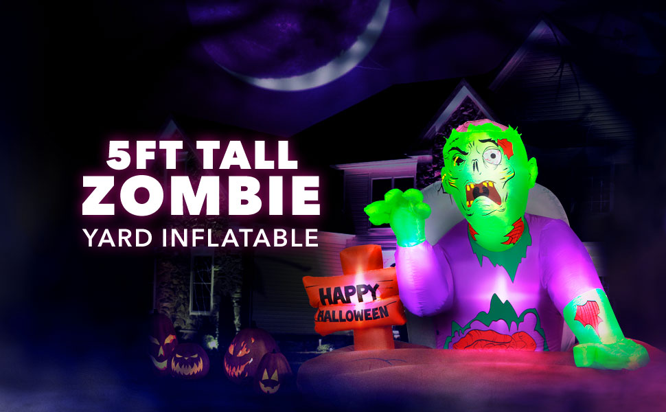 Amazon Com Holidayana Halloween Inflatable Zombie 5ft Tall Giant