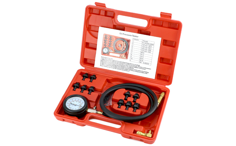 QWORK Oil Pressure Tester Kit, Engine Oil Pressure Tester