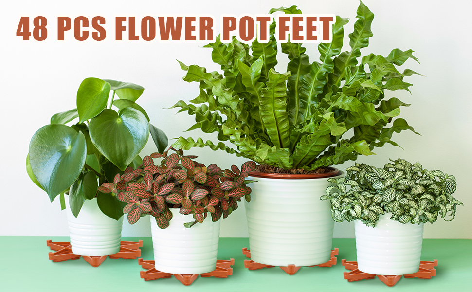 48 Pcs Flower Plant Pot Feet, Triangle Pot Feet Invisible Garden Pot