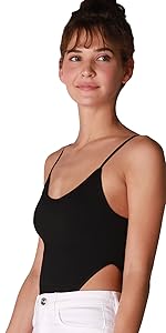 Deep Side Cut Sleeveless Bodysuit