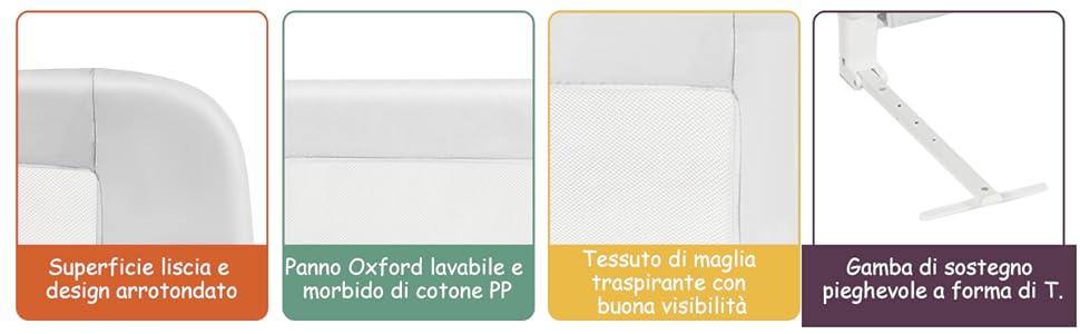 COSTWAY Sponda Di Sicurezza Da Letto, Paracolpi Barriera Letto Pieghevole Per Bambini, In Spugna, Varie Lunghezze Disponibili (Bianco, 120x40x42cm) 13 2