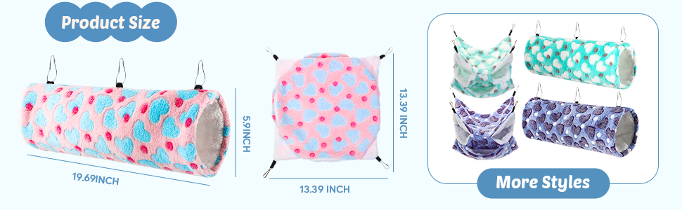 Sweetude 6 Pcs Rat Hammock Set Ferret Hanging Tunnel 3 Tier Guinea Pig Hammocks Hideout Soft Chinchilla Bed for Cage Accessories Hide,Play and Sleep(Cute,Heart) 10 B0C3CYCCZS 2