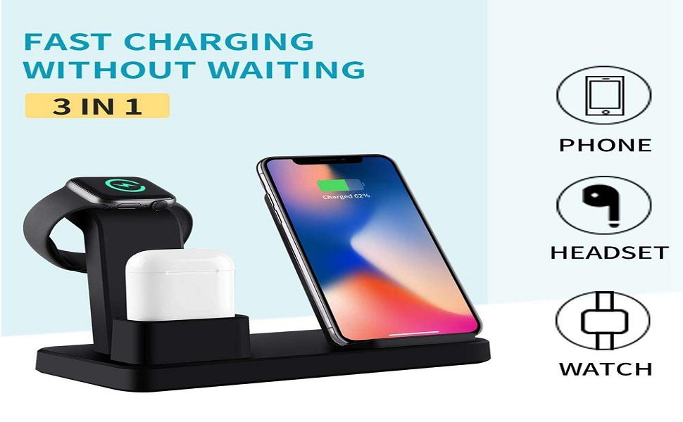 Systene 4 in 1 Wireless Charger Charging Stand Docking Station for